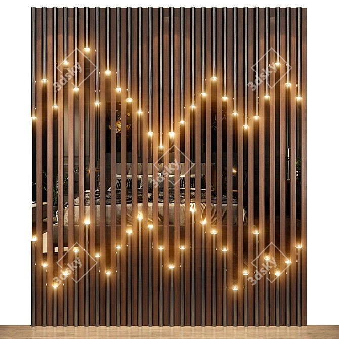 Modern Wall Panel | Natural Wood & Metal 3D model image 1