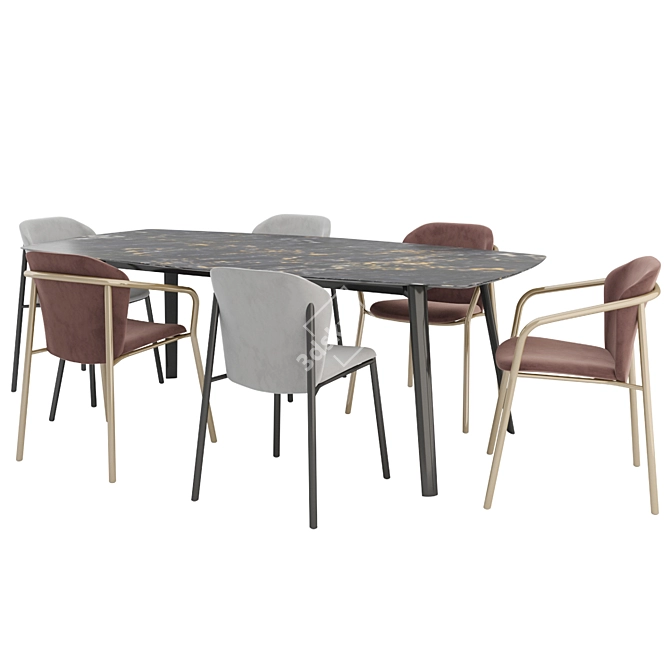 Elegant Finn Chairs & Squid Table 3D model image 2