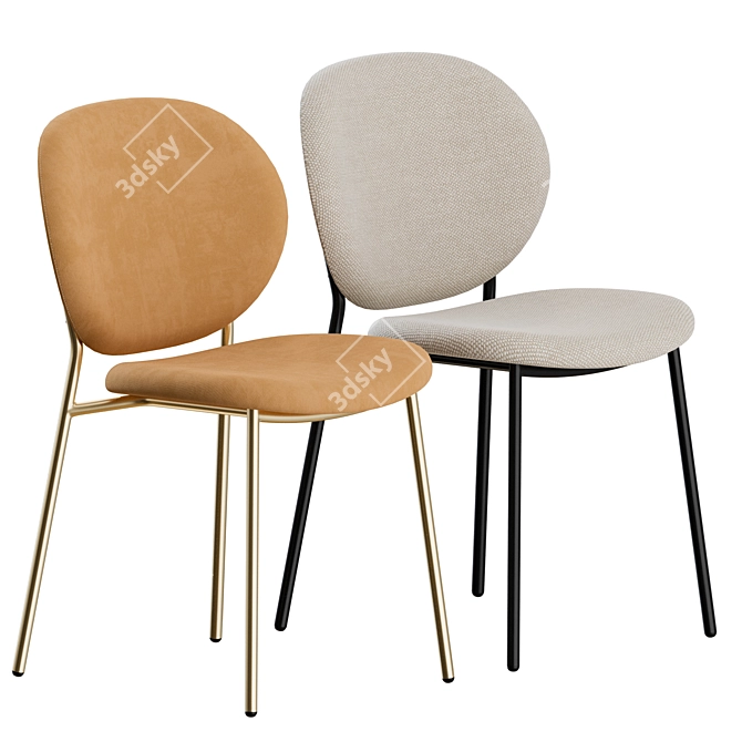 Retro-Style Ines Chairs: Elegant & Stylish 3D model image 1