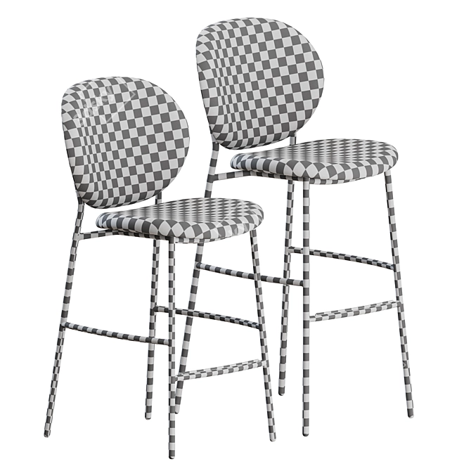 Retro-Style Inès Stools: Modern Elegance in Fabric 3D model image 2