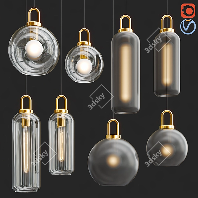 Modern Magnetic Pendant Lamps 3D model image 1