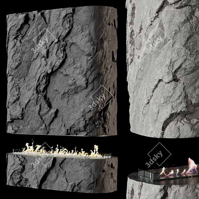 Rock Bioethanol Fireplace 3D model image 1