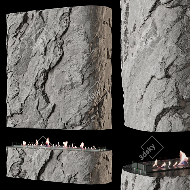 Rock Bioethanol Fireplace 3D model image 2