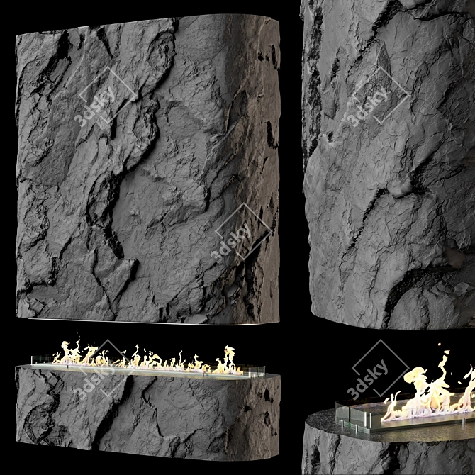 Rock Bioethanol Fireplace 3D model image 3