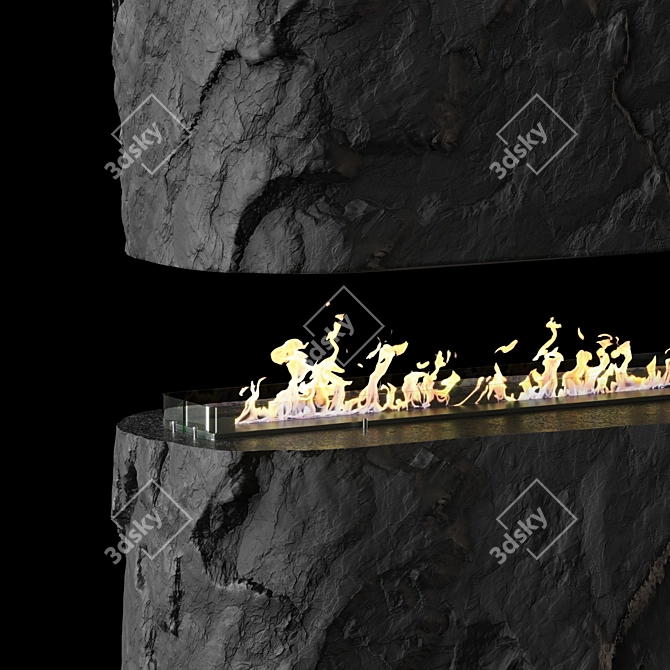 Rock Bioethanol Fireplace 3D model image 5