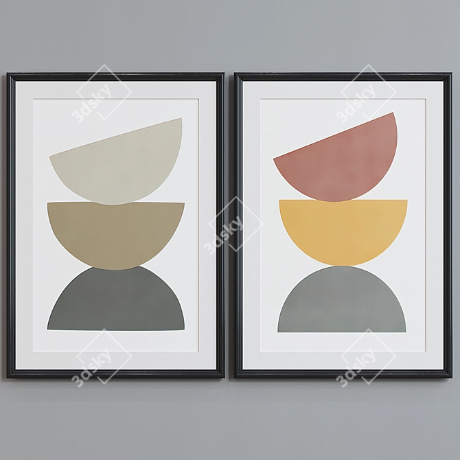 Modern Abstract Picture Frame Set 3D model image 3