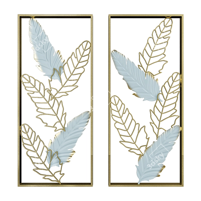 Designer Leaf Wall Decor by ImperiumLoft 3D model image 1