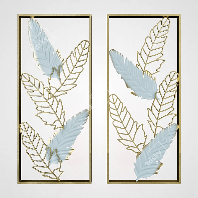 Designer Leaf Wall Decor by ImperiumLoft 3D model image 2