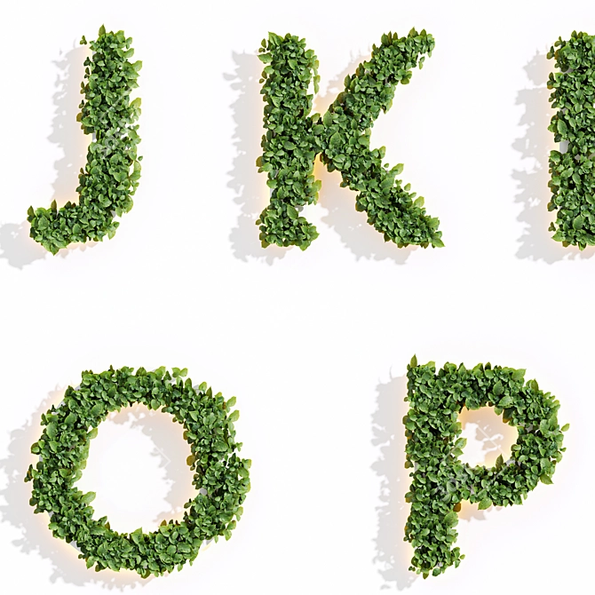 Artificial Office Wall Plants Letters 3D model image 5