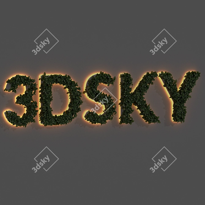 Artificial Office Wall Plants Letters 3D model image 6