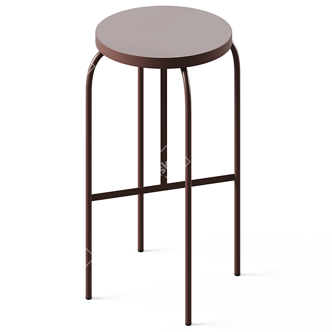 Rustic Shaker Stool: Golden Brown & Grey 3D model image 2