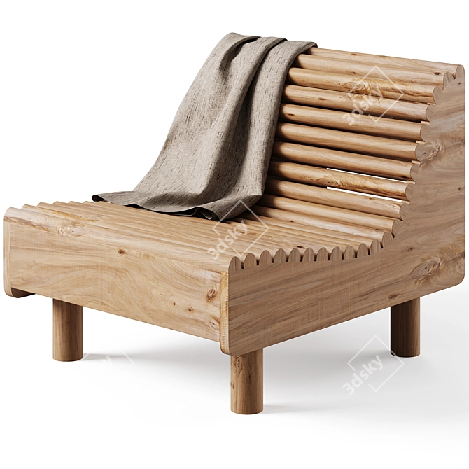 Modern Wave Chaise Lounge Chair 3D model image 1