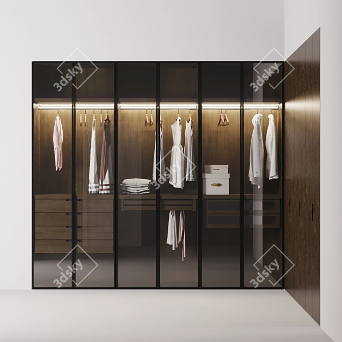 Flou Glass Door Pool Wardrobe 3D model image 2