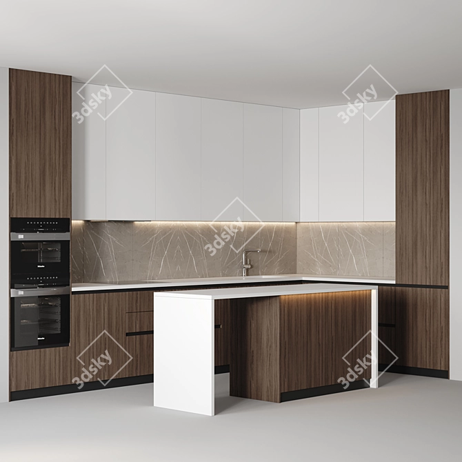 Sleek Modern Kitchen Design 3D model image 3