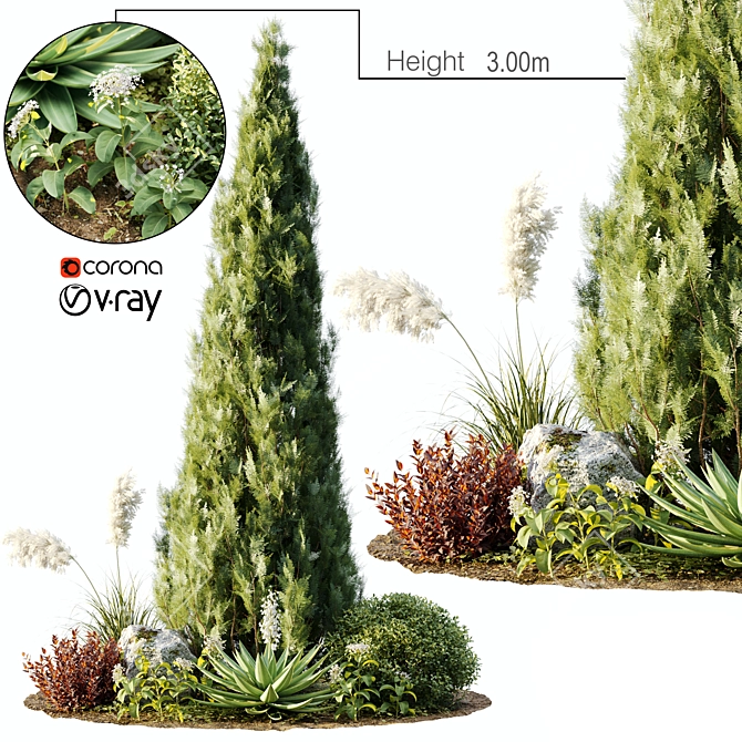 Versatile Outdoor Plant Set for All Your Needs 3D model image 7