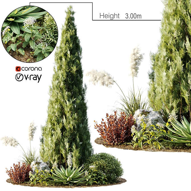 Versatile Outdoor Plant Set for All Your Needs 3D model image 8