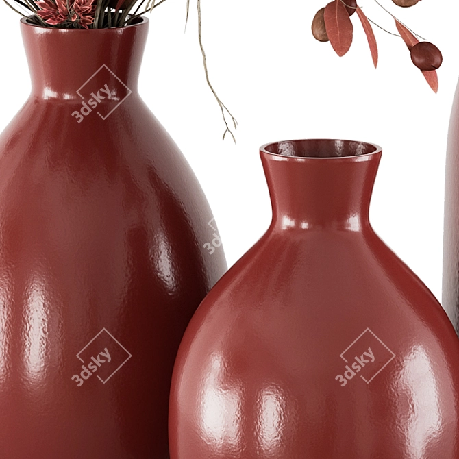 Red Branch Bouquet in Red Vase 3D model image 3