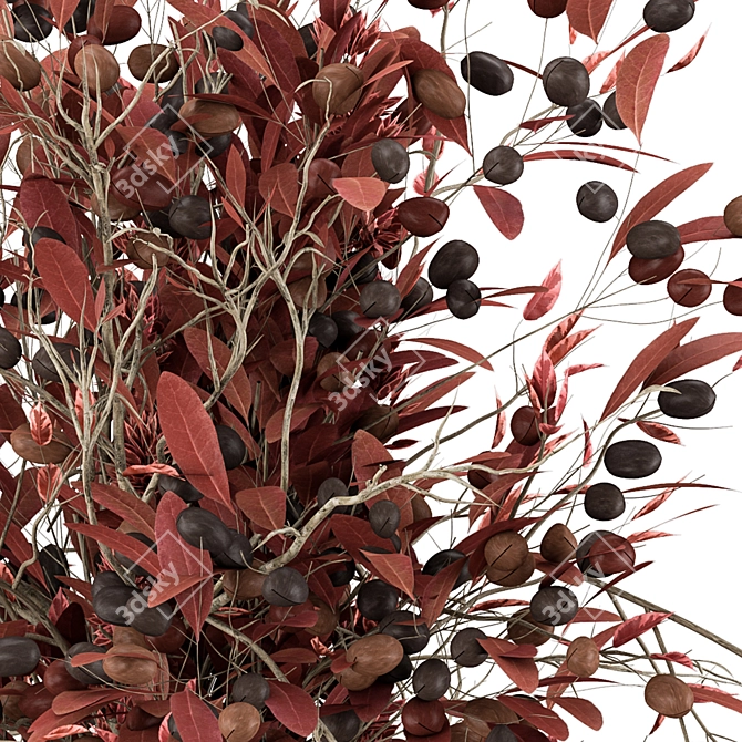 Red Branch Bouquet in Red Vase 3D model image 6