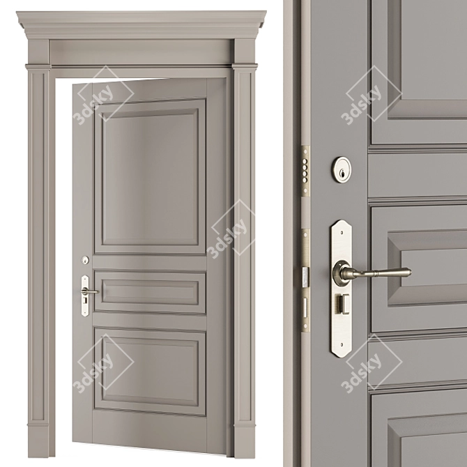 Vintage Cream Door - Set 35 3D model image 1