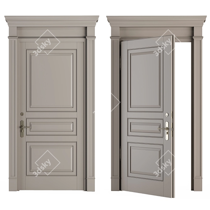 Vintage Cream Door - Set 35 3D model image 2