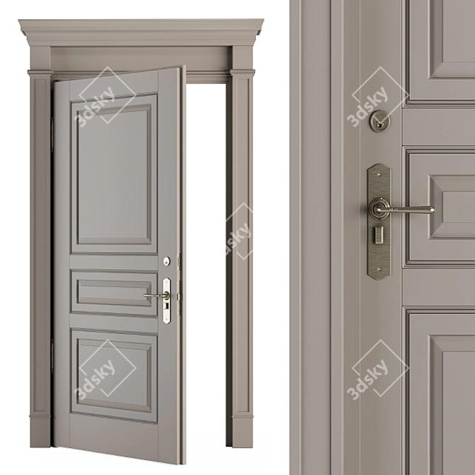 Vintage Cream Door - Set 35 3D model image 3