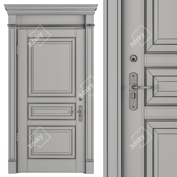 Vintage Cream Door - Set 35 3D model image 12