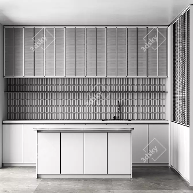 Sleek Kitchen Design 3D model image 3