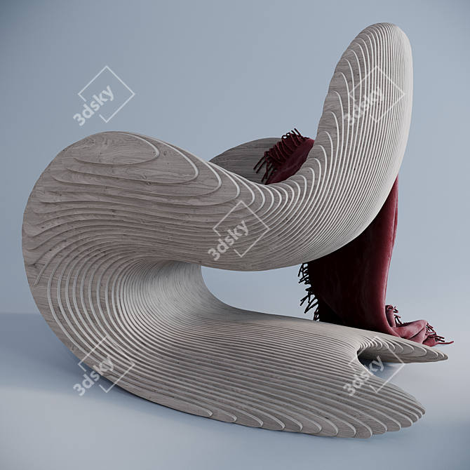 Designer Plywood Armchair & Coffee Table 3D model image 3