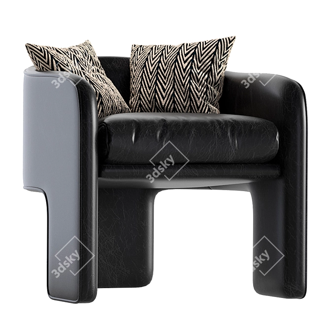 Elegant Leather Armchair Set 3D model image 2