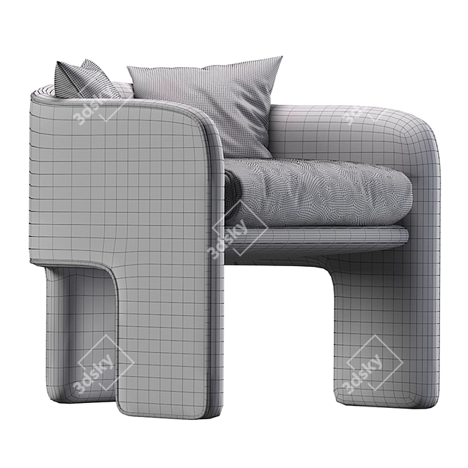 Elegant Leather Armchair Set 3D model image 5
