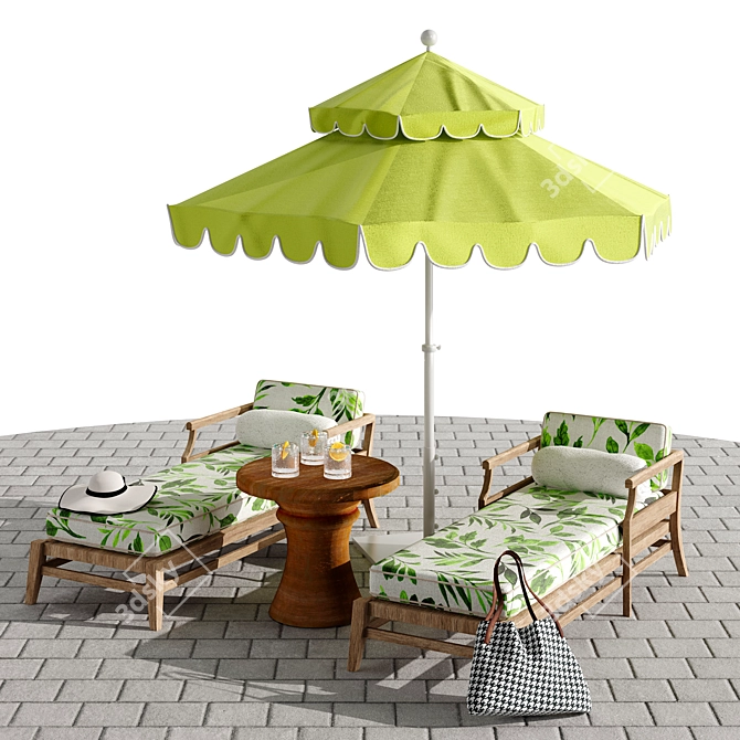 Sunset Paradise Beach Lounge Set 3D model image 1