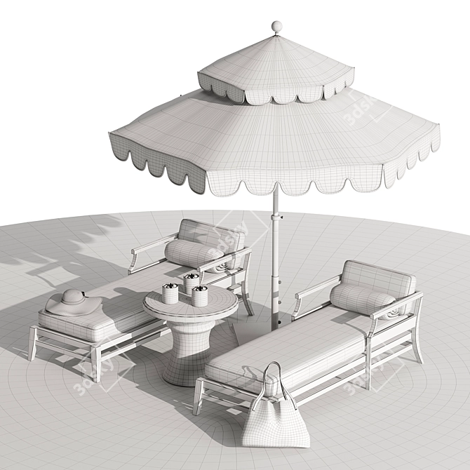 Sunset Paradise Beach Lounge Set 3D model image 4