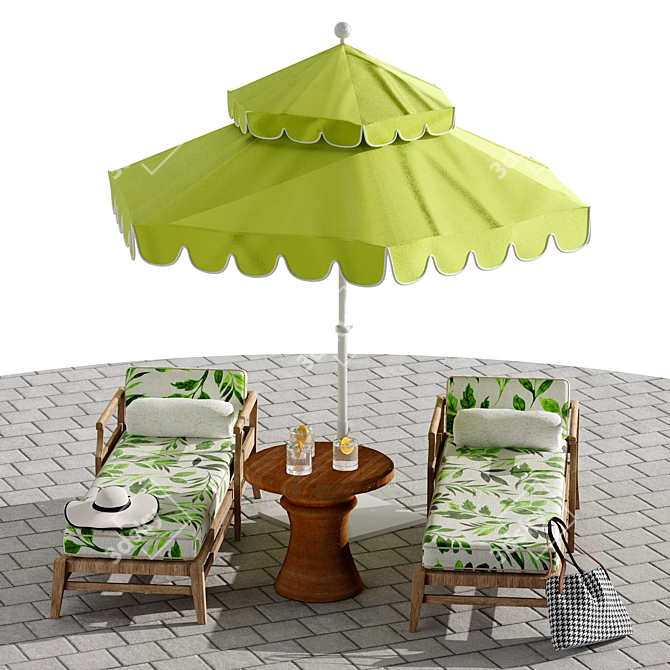 Sunset Paradise Beach Lounge Set 3D model image 6