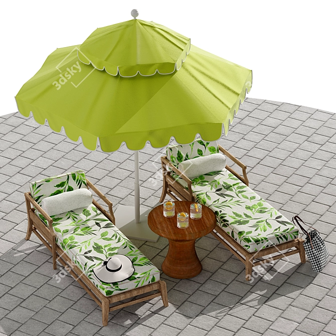 Sunset Paradise Beach Lounge Set 3D model image 7