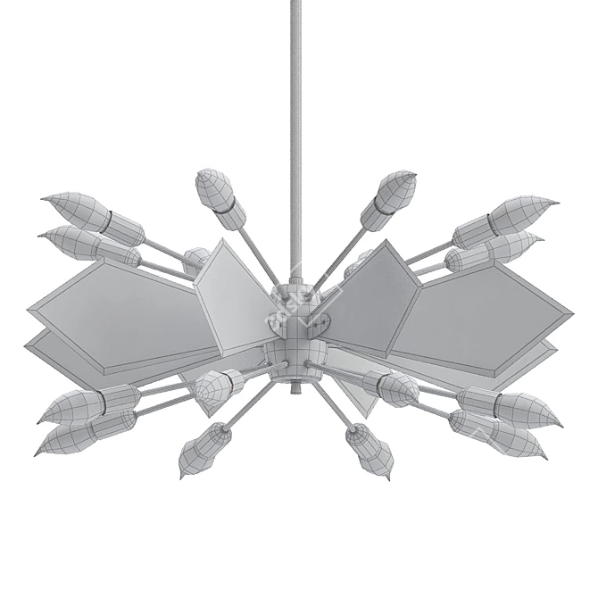 Elegant Italian Glass Chandelier 3D model image 2