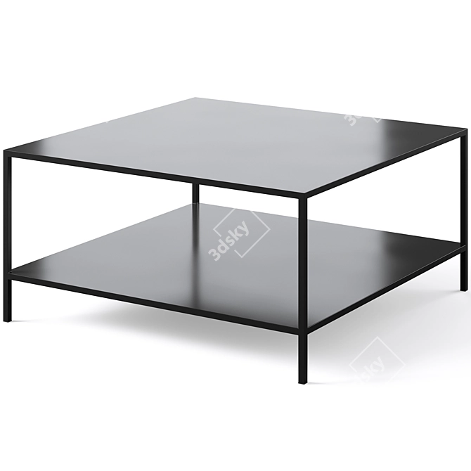 Sleek Black Coffee & Side Table Set 3D model image 2