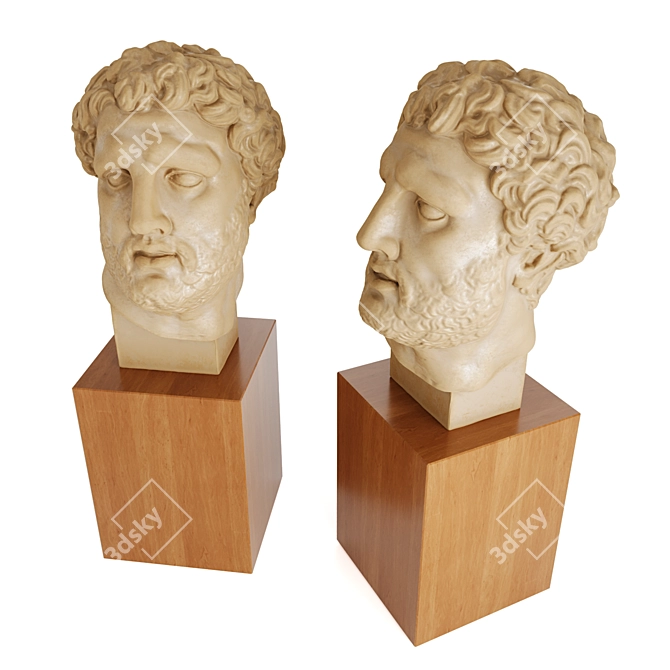 Marble Greek Head Sculpture 3D model image 1