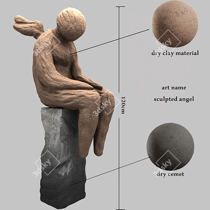 Heavenly Guardian: 3D Sculpted Angel 3D model image 2