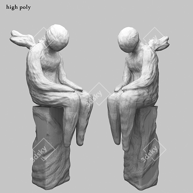 Heavenly Guardian: 3D Sculpted Angel 3D model image 3