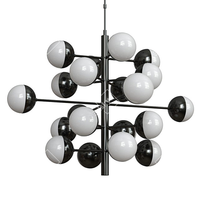 Sleek 20 Globe Chandelier | MidCentury Modern 3D model image 2