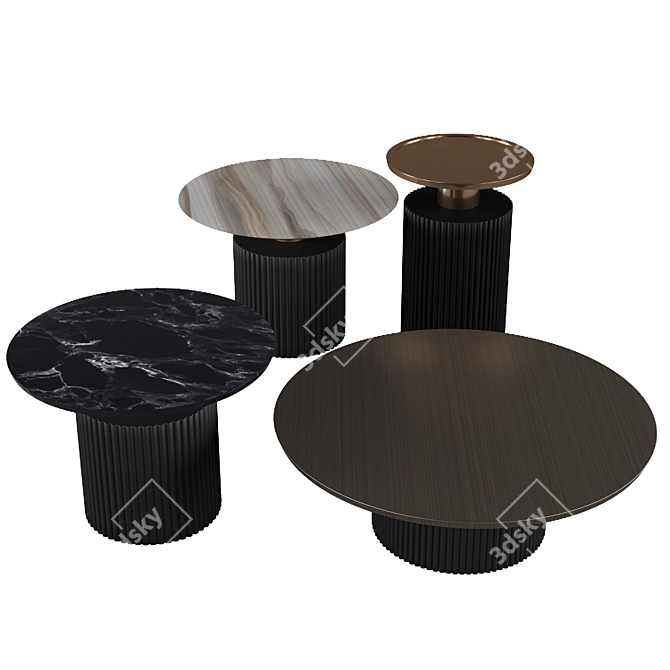 Elegant Marble Coffee Table Set 3D model image 2