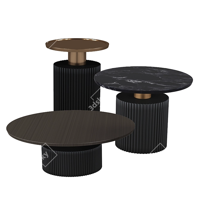 Elegant Marble Coffee Table Set 3D model image 3