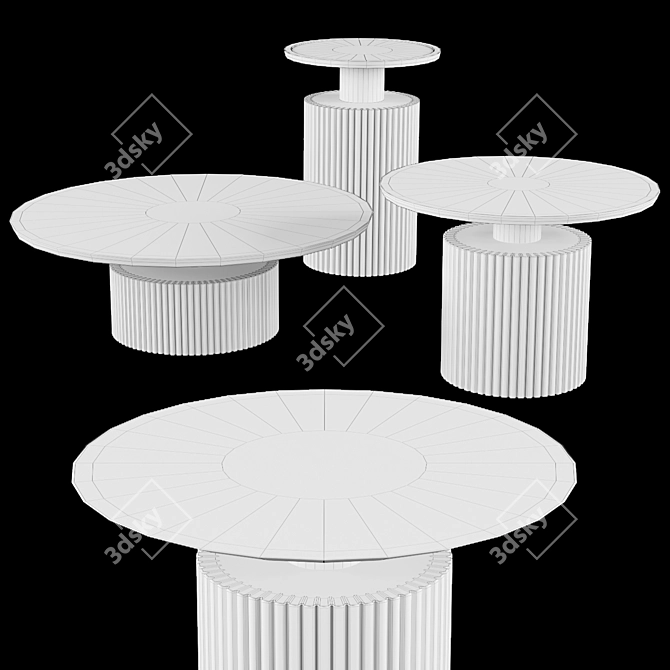 Elegant Marble Coffee Table Set 3D model image 4