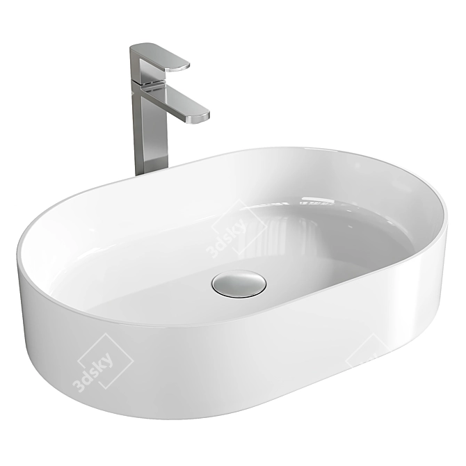 Slim Ceramic Sink: Ravak 550 O 3D model image 1