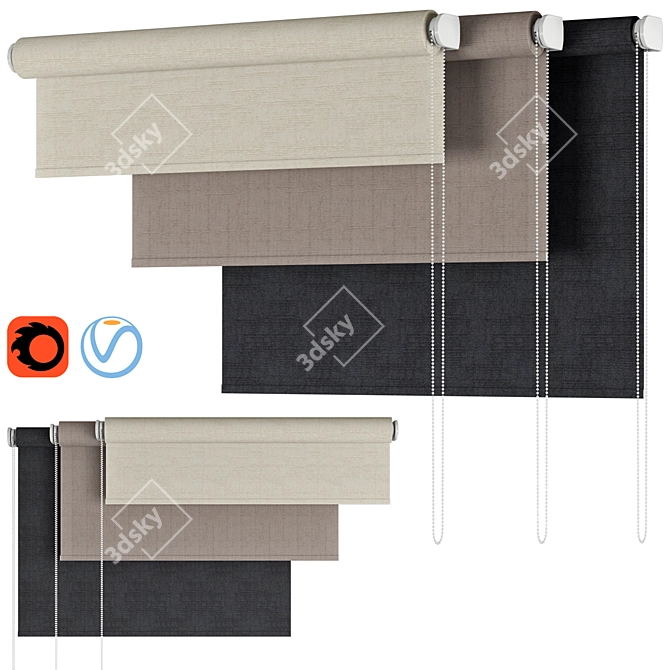 Sleek Cordless Roller Blind 3D model image 1