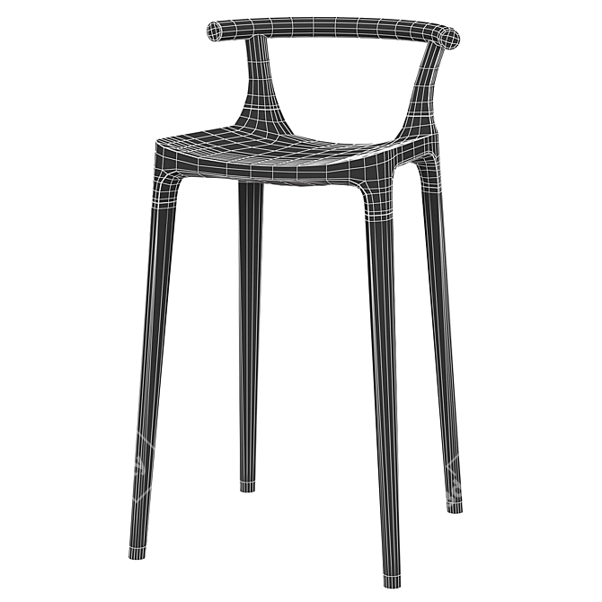 Modern Max Elka Stool: Realistic 3D Model with High-Resolution Textures 3D model image 3