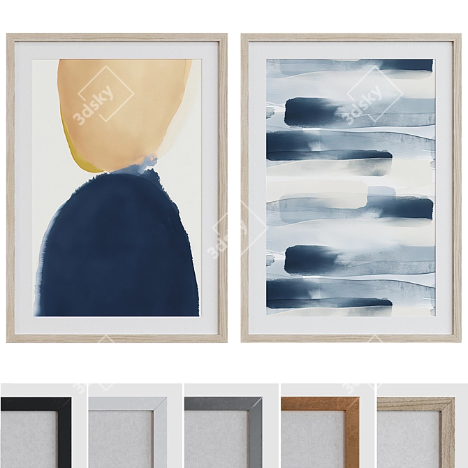 Modern Abstract Picture Frame Set 3D model image 1