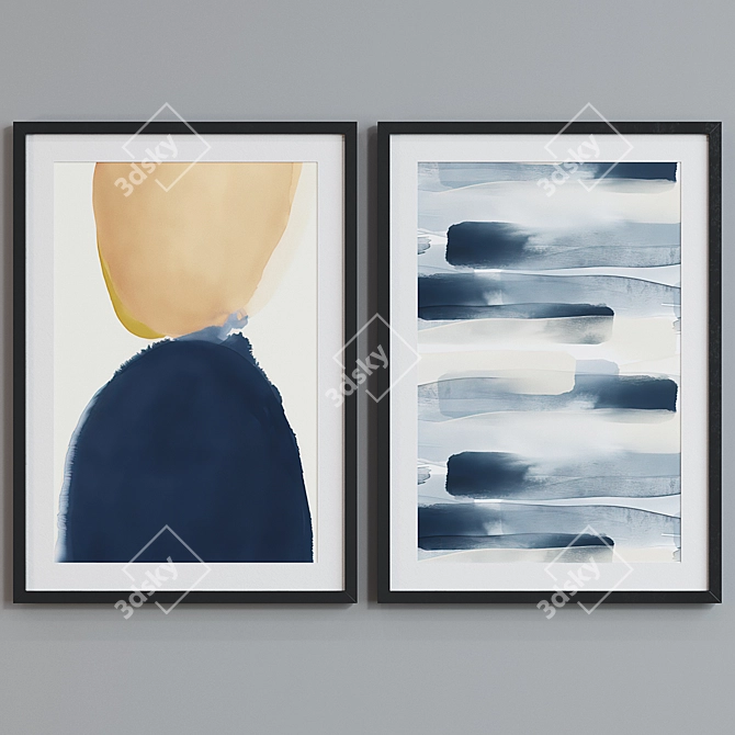 Modern Abstract Picture Frame Set 3D model image 3