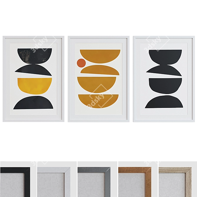 Abstract Frame Set: Modern Style with 3 Frames 3D model image 1