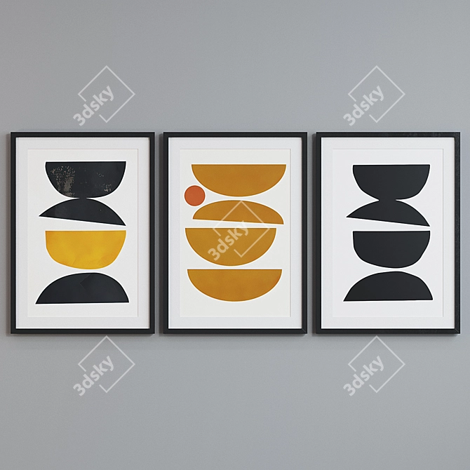 Abstract Frame Set: Modern Style with 3 Frames 3D model image 2